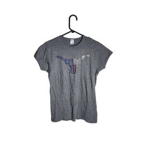 NWT Studded Texas Longhorn Bull Tee Gray X-Large